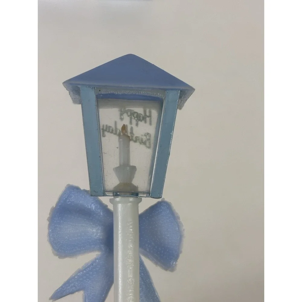 Vintage WILTON Happy Birthday Street Lamp Cake Toppers Decoration Blue Qty 8